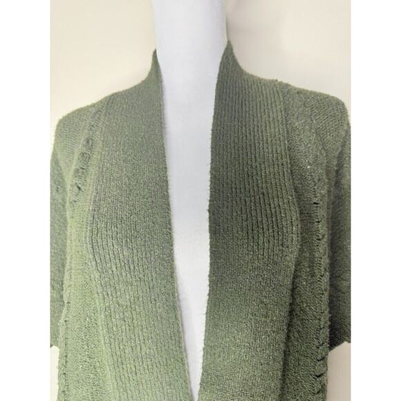 Cabi Green Cardigan Size Small/Medium Knit Shortsleeve Duster Cable Knit Boho - Picture 3 of 8